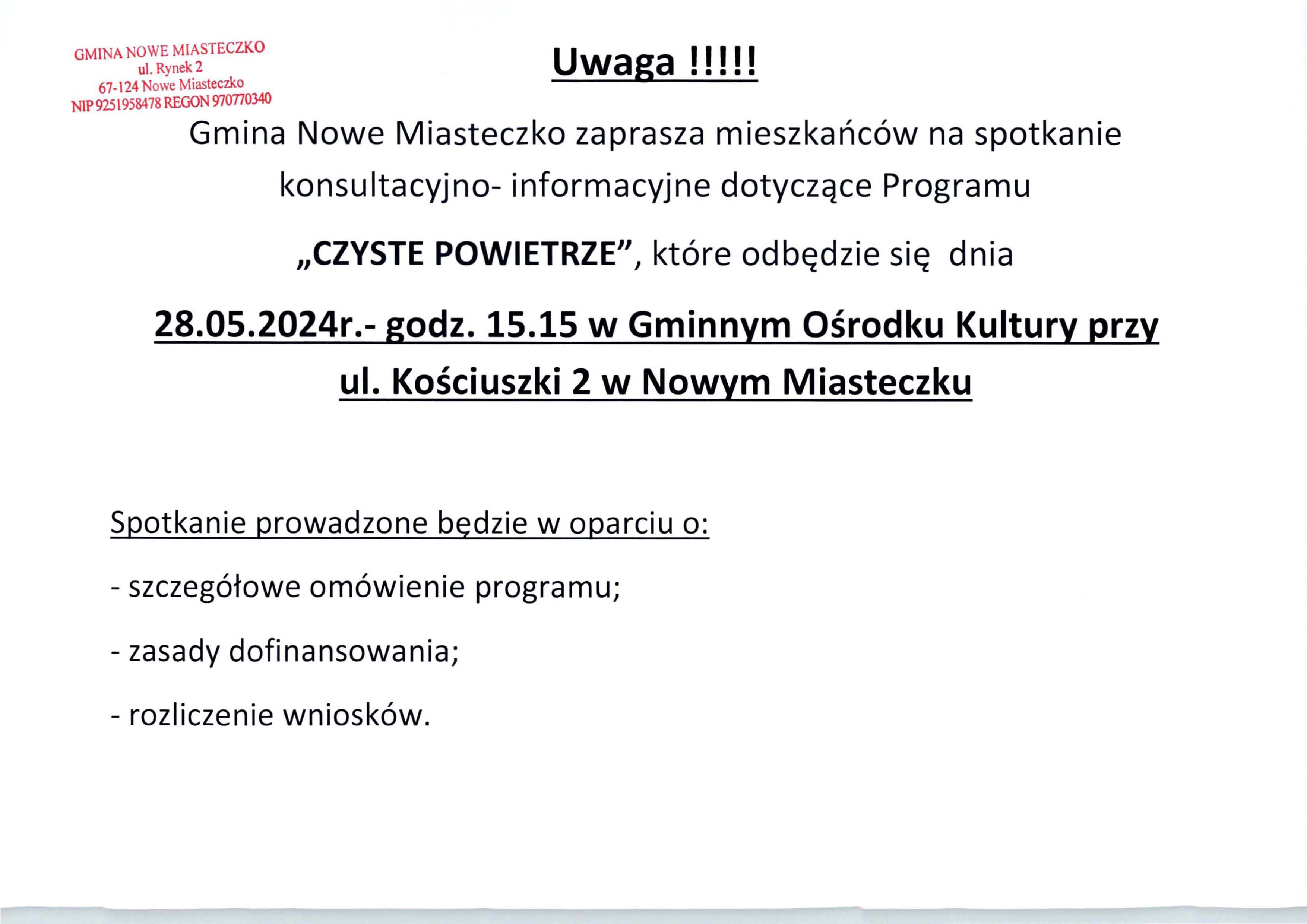 informacja nt spotkania