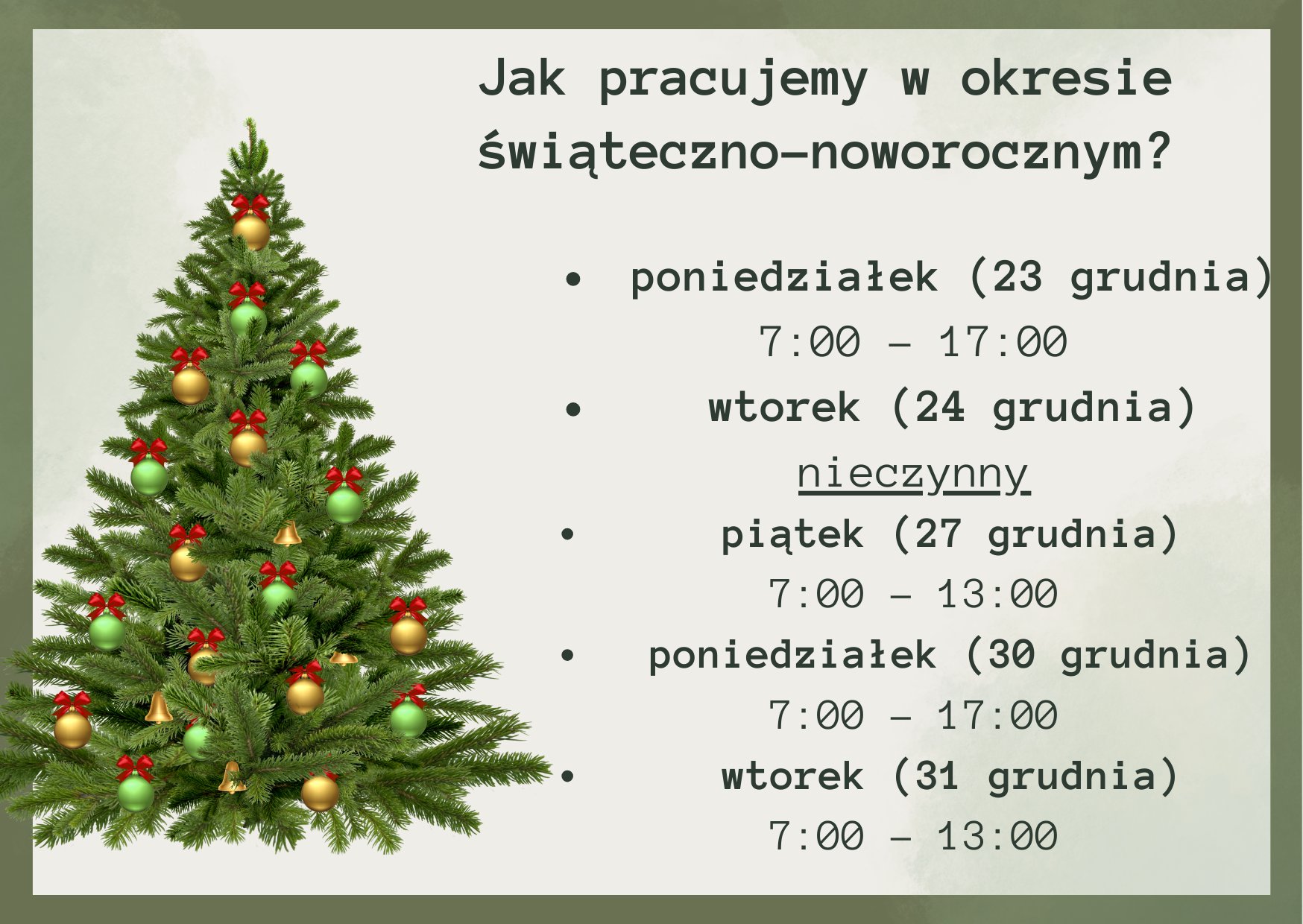 godziny pracy urzedu w swieta